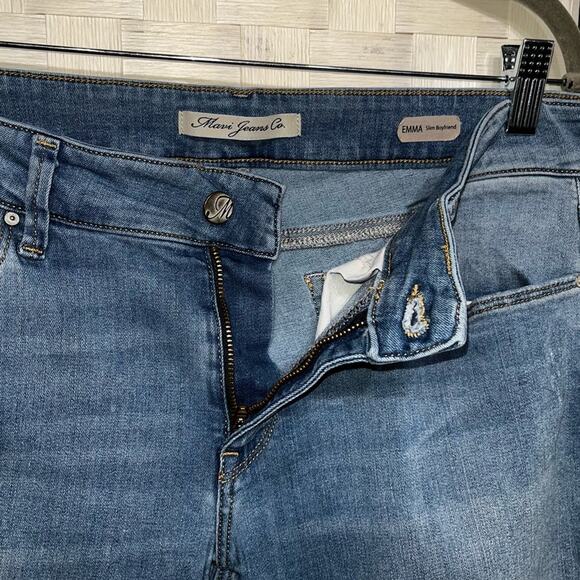 Mavi Jeans Womens Emma Slim Boyfriend Denim Jeans Size 31X32 Distressed Medium - Picture 7 of 12